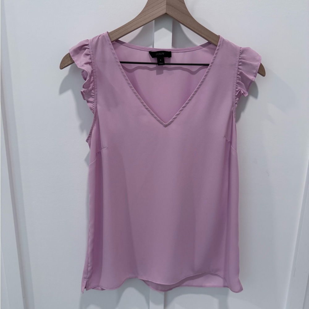 J. Crew Pink Ruffled Cap Sleeve Blouse